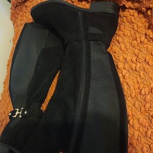 Torrid Black Faux Suede Equestrian Knee High Boot Ext Wide Calf